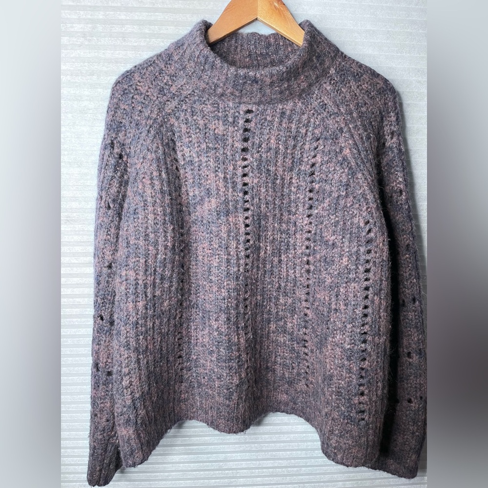 MADEWELL Women’s Oversized Mockneck Pullover Purple Sweater Blend Size L
